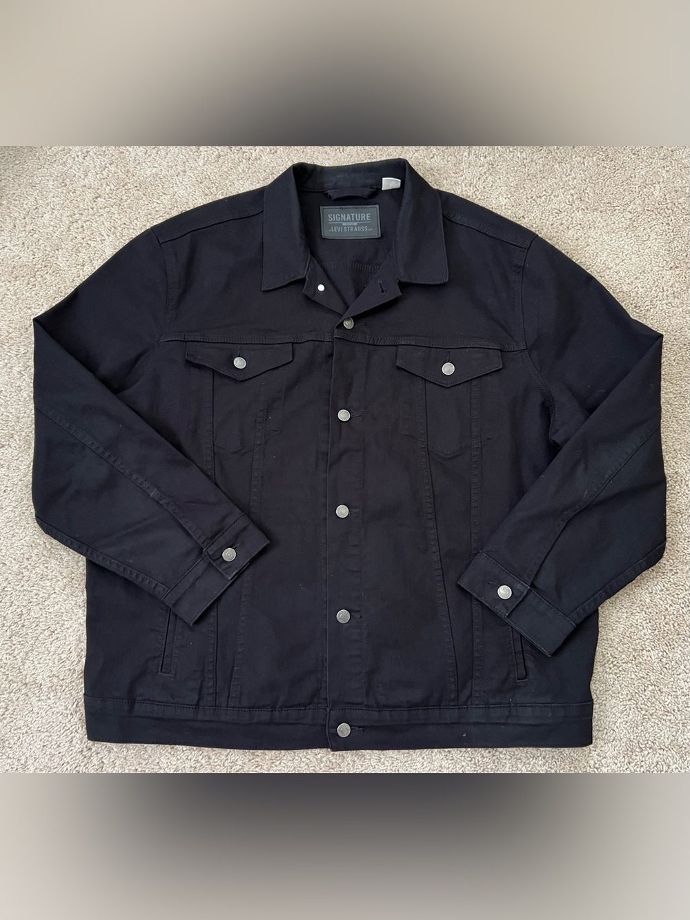 Levi Strauss Signature Trucker Black Denim Jacket Men’s Size XXL